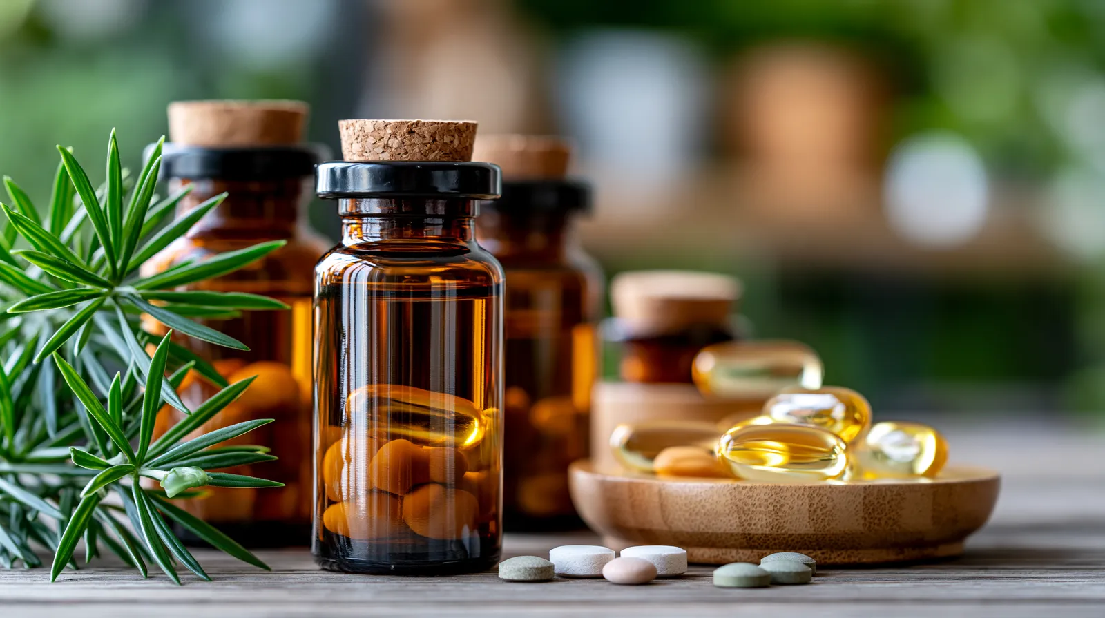 tchitcha. Close up of brown glass supplement bottles with cap 2e1aeab1 813e 42a6 b642 13b542de6596 0 pour amélanchier fruit